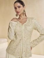 Off White Real Georgette Sharara Suit